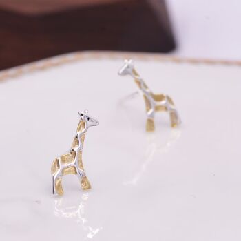 Giraffe Stud Earrings In Sterling Silver, 8 of 11