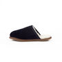 Mens Handmade Navy Sheepskin And Suede Slippers, thumbnail 3 of 7