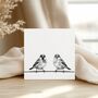 Sparrow On Perch – Hand Drawn Bird Greeting Card Illustration, thumbnail 3 of 6