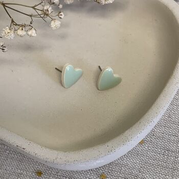 Mint Green Love Heart Clay Studs, 2 of 7