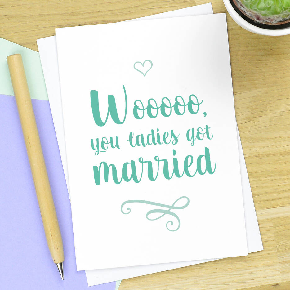 Same Sex Wedding Card For Female Couple By Pink And