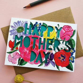 Happy Mother's Day Bright Floral Paper Cut Card, 4 of 4