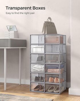 Pack Of Twelve Shoe Boxes Stackable Storage Organisers, 3 of 6