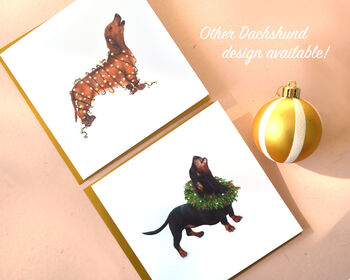 Dachshund 'Happy Howlidays' Illustrated Christmas Card, 6 of 6