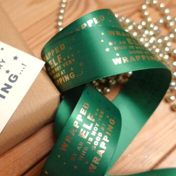 'Wrapped By A Clumsy Elf!' Joke Christmas Ribbon, 3 of 3