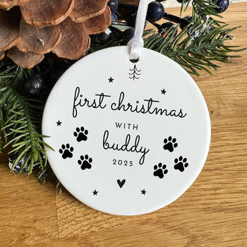 Personalised Pet First Christmas Ceramic Ornament Gift, 7 of 7