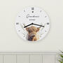 Personalised Highland Cow Wooden Wall Clock, thumbnail 2 of 6