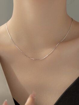 14k Gold Or Silver Herringbone Snack Chain Necklace, 7 of 8