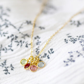Gold Plated Mini Family Birthstone Charm Necklace, 4 of 12