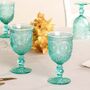 Set Of Four Turquoise Embossed Wine Glasses, thumbnail 1 of 7