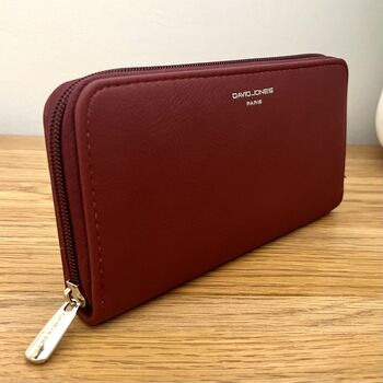 Faux Leather Purse In Bordeaux Red, 2 of 3