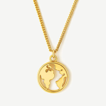 World Coin Pendant Necklace For Her 18k Gold Plated, 4 of 4