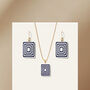 Matching Earrings And Necklace Set | White And Navy, thumbnail 1 of 10