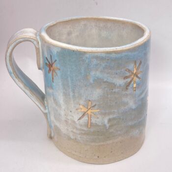 Handmade Pottery Light Blue Starry Mug, 3 of 8