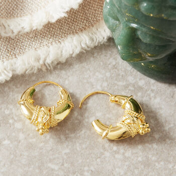 Gold Plated Silver Boho Hoops, 8 of 9