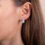 Blue Topaz 18k Rose Gold Plated Pear Drop Stud Earrings, thumbnail 3 of 5
