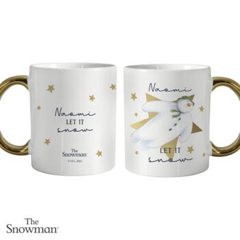 Personalised The Snowman Let It Snow Gold Handle Mug, 3 of 4