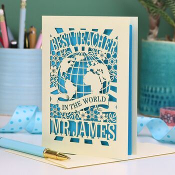 Personalised Papercut Best Teacher In The World Card, 2 of 7