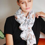 Pink Roses Black Outlined Print Scarf, thumbnail 6 of 11