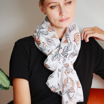 Pink Roses Black Outlined Print Scarf, 6 of 11
