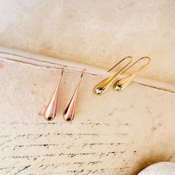 Melting Teardrop Gold Plated Sterling Silver Earrings, 2 of 7