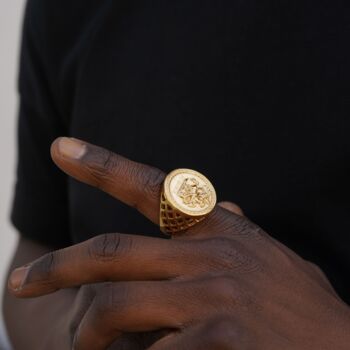 Men's Large Gold St George Signet Ring, 2 of 8