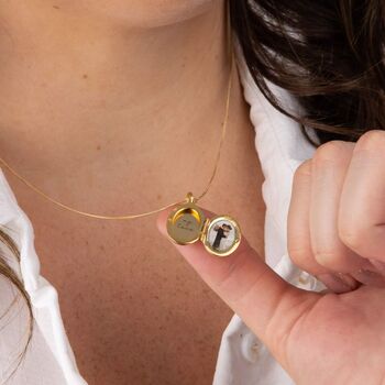 Personalised Dainty Gold Plated Sterling Silver Oval Locket With Photos, 5 of 9