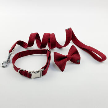 Luxury Cranberry Herringbone Dog Collar, 6 of 11