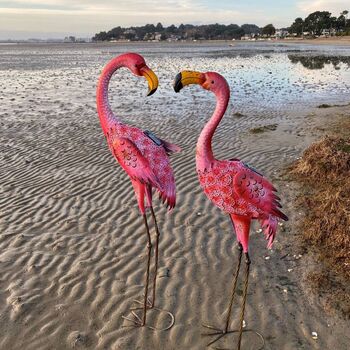 Metal Pink Flamingos For Garden, 2 of 7