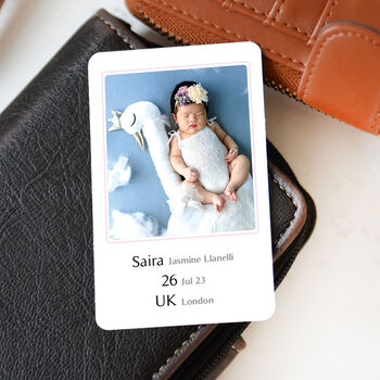 Personalised Baby Birth Announcement Photo Wallet Card, 4 of 7