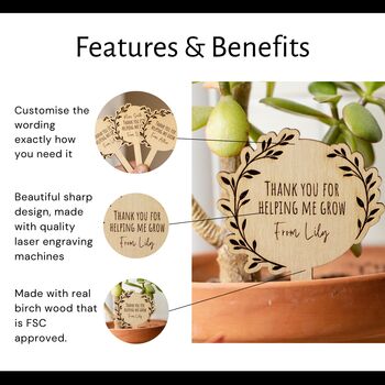 Personalised Thank You For Helping Me Grow Plant Tag, 2 of 8
