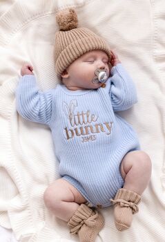 Little Bunny First Easter Personalised New Baby Romper Three Colours Available, 4 of 12