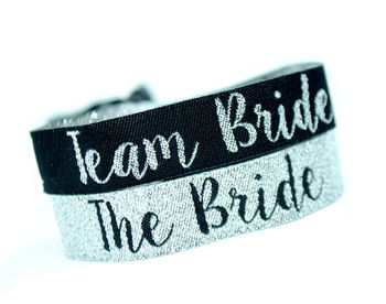 Team Bride Silver And Black Hen Party Wristbands, 9 of 9