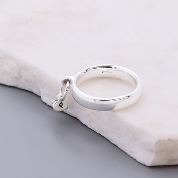 Personalised Tiny Heart Silver Charm Ring, 7 of 8
