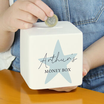 Personalised Blue Star Money Box, 6 of 6