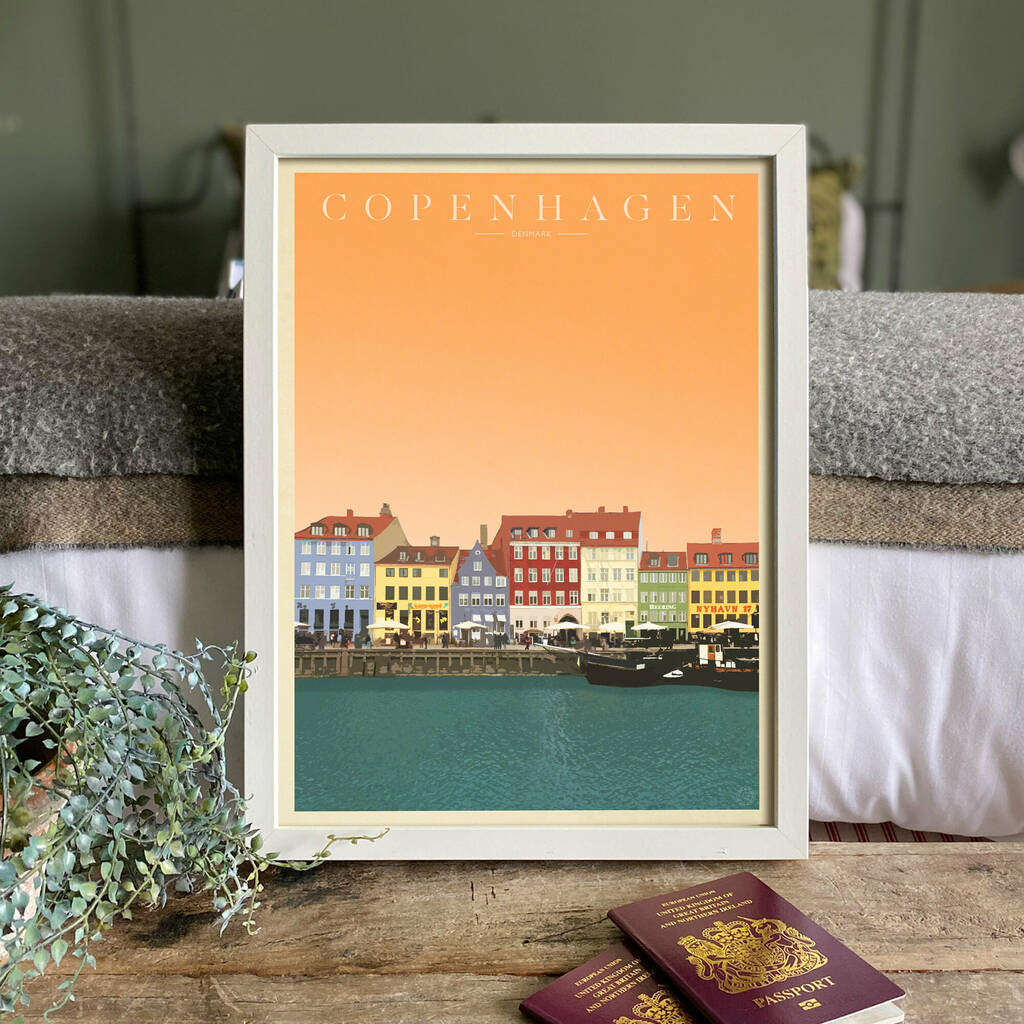 Personalised Copenhagen Vintage Style Travel Print, 1 of 6