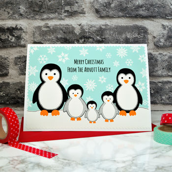 'Penguin' Three Children Family Christmas Card, 3 of 3