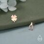 Mismatched Wishbone And Clover Leaf Stud Earrings In Sterling Silver, thumbnail 5 of 12