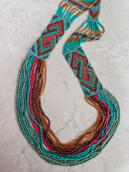 Beaded Coral And Turquoise Statement Collar Necklace, 3 of 5