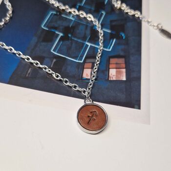 Handmade Personalised Leather And Silver Zodiac Charm Necklace, 4 of 7