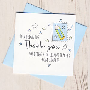 Personalised Pencil Teacher Thank You Card By Eggbert & Daisy