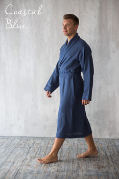 Men’s Linen Dressing Gown | Spa Robe, 4 of 12