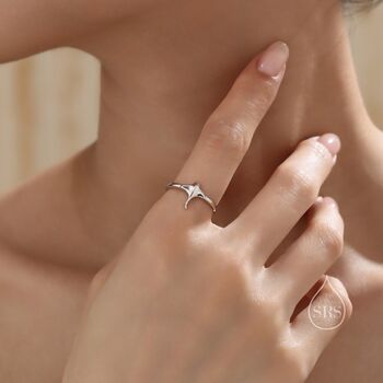 Tiny Manta Ray Ring In Sterling Silver, 6 of 11