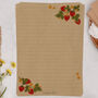 A5 Kraft Letter Writing Paper With Strawberries, thumbnail 1 of 4