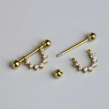 Sterling Silver Crystal Spike Cuff Stud Earrings, 4 of 5