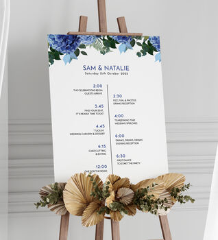 Navy White Wedding Order Of The Day Sign, 3 of 5