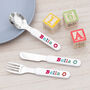Personalised Kids Colourful Metal Cutlery Set, thumbnail 1 of 2