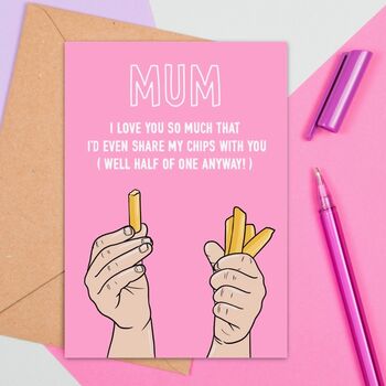 Large Size Chip Loving Mum/Mummy Card, 2 of 4