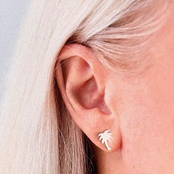 Oasis Inspired Palm Tree Earrings In Sterling Silver, 7 of 7