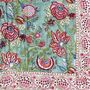Turquoise, Pink And Burgundy Floral Indian Block Printed Cotton Bed Quilt, thumbnail 6 of 9
